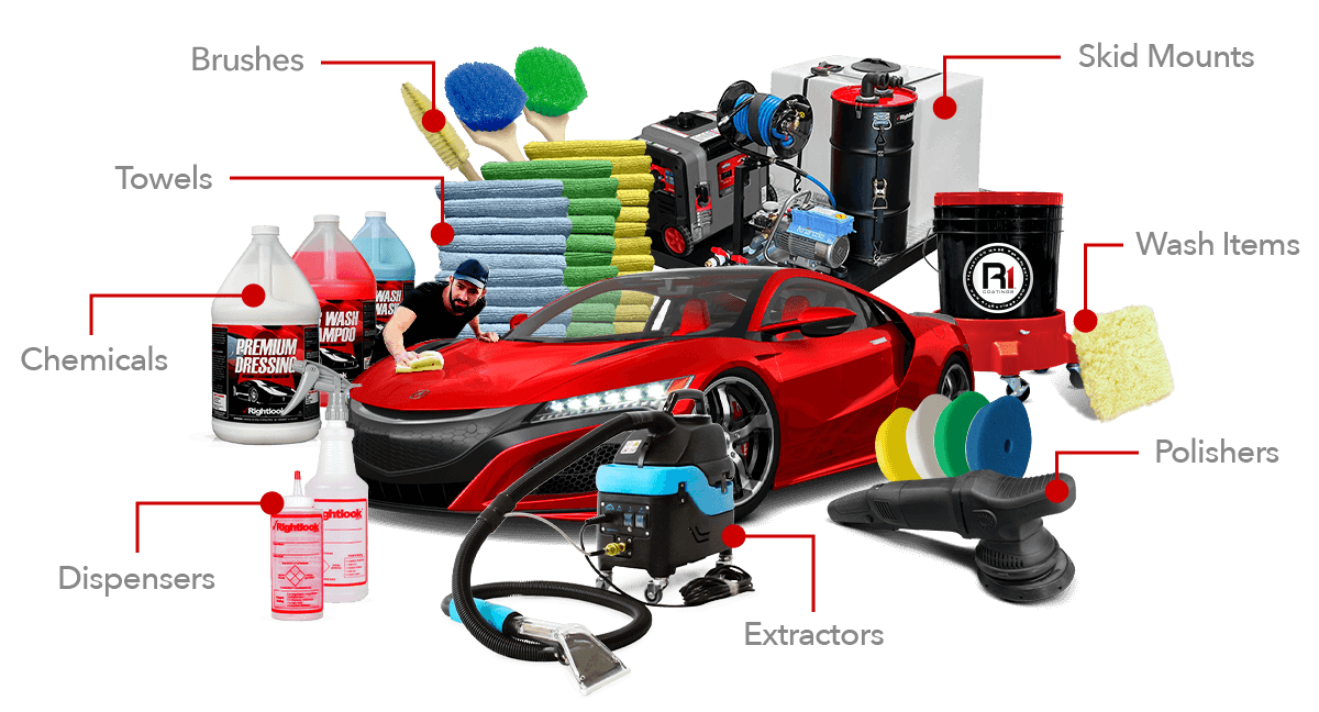 Details essential and equipment for car wash